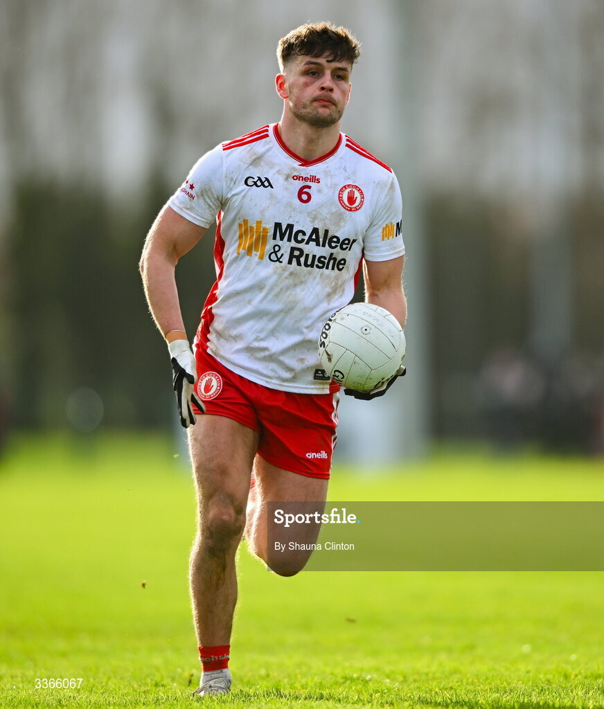 22 February 2026; Michael McKernan of Tyrone during the Allianz Football League Division 2 match between Louth and Tyrone at DEFY Pairc Mhuire in Ardee, Louth. Photo by Shauna Clinton/Sportsfile