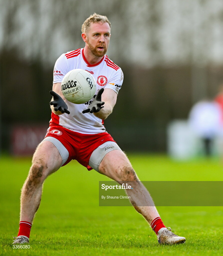 22 February 2026; Frank Burns of Tyrone during the Allianz Football League Division 2 match between Louth and Tyrone at DEFY Pairc Mhuire in Ardee, Louth. Photo by Shauna Clinton/Sportsfile