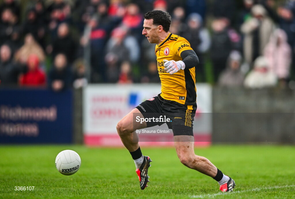 22 February 2026; Tyrone goalkeeper Niall Morgan during the Allianz Football League Division 2 match between Louth and Tyrone at DEFY Pairc Mhuire in Ardee, Louth. Photo by Shauna Clinton/Sportsfile
