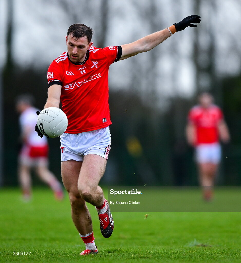 22 February 2026; Sam Mulroy of Louth during the Allianz Football League Division 2 match between Louth and Tyrone at DEFY Pairc Mhuire in Ardee, Louth. Photo by Shauna Clinton/Sportsfile