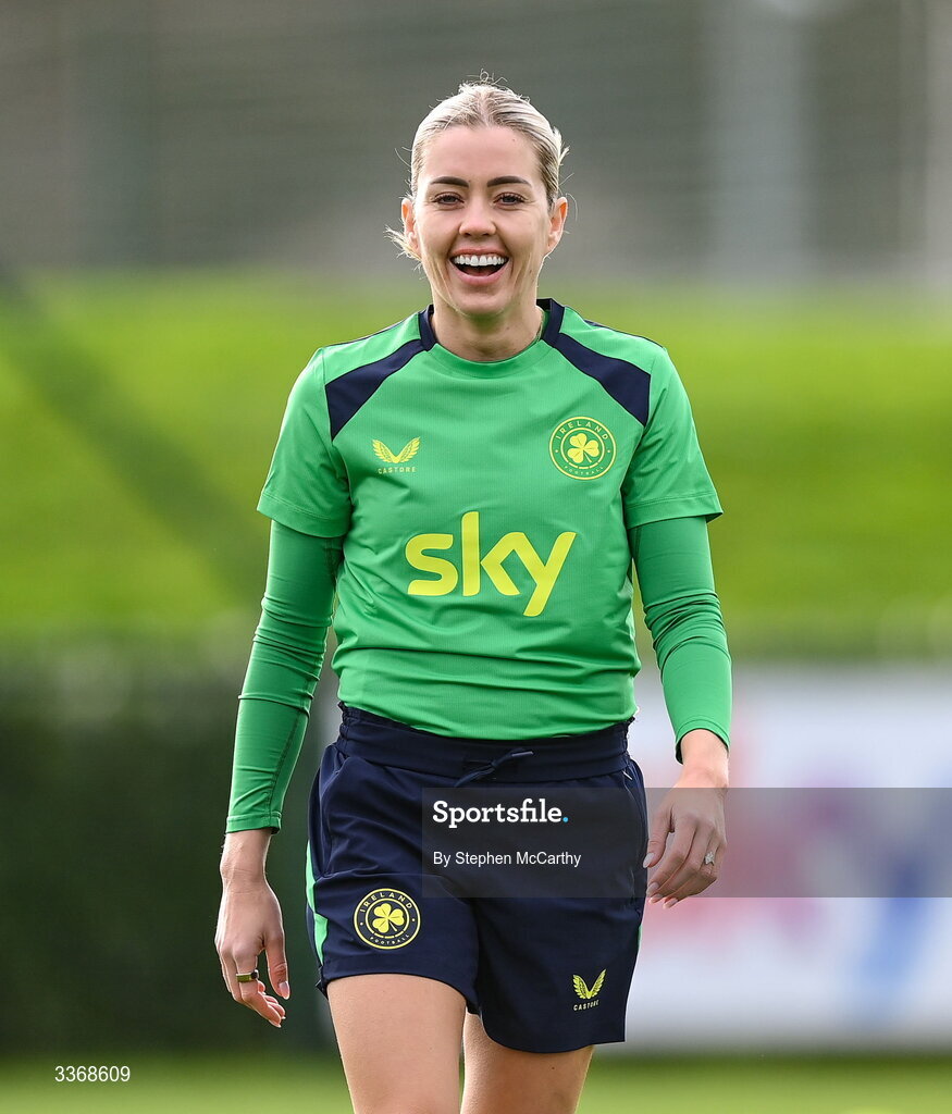 26 February 2026; Denise O’Sullivan during a Republic of Ireland women training session at the FAI National Training Centre in Abbotstown, Dublin. Photo by Stephen McCarthy/Sportsfile