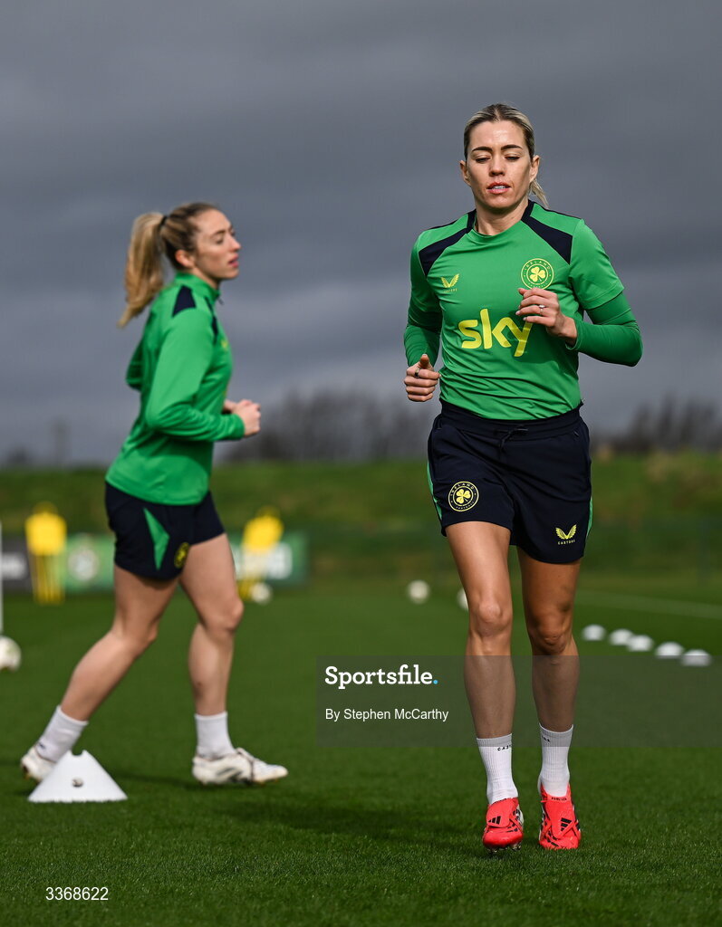 26 February 2026; Denise O’Sullivan during a Republic of Ireland women training session at the FAI National Training Centre in Abbotstown, Dublin. Photo by Stephen McCarthy/Sportsfile