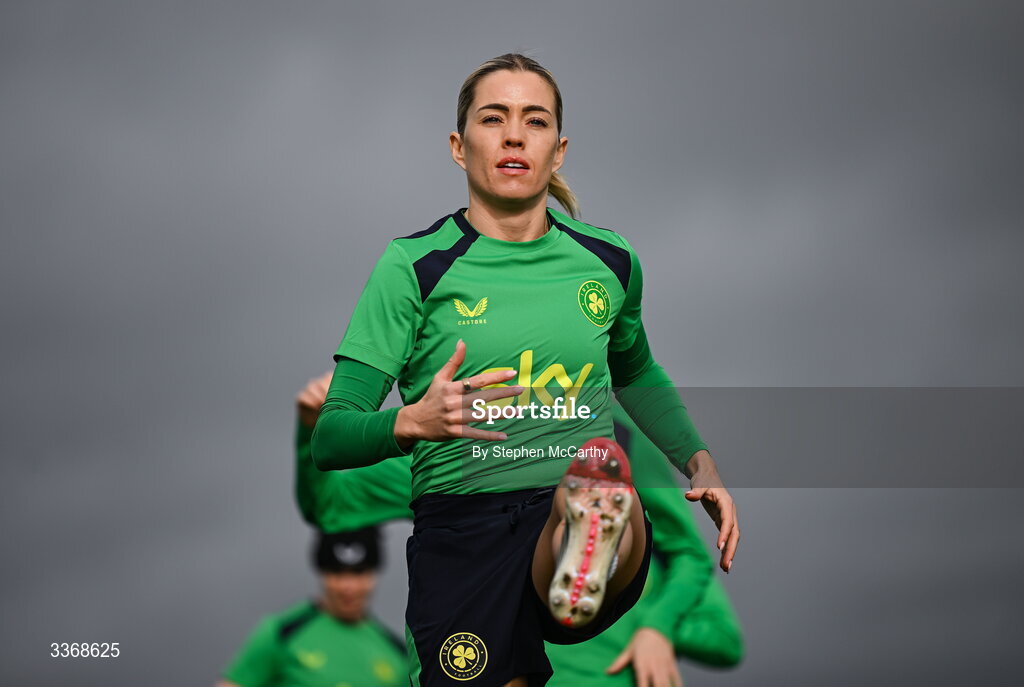 26 February 2026; Denise O’Sullivan during a Republic of Ireland women training session at the FAI National Training Centre in Abbotstown, Dublin. Photo by Stephen McCarthy/Sportsfile