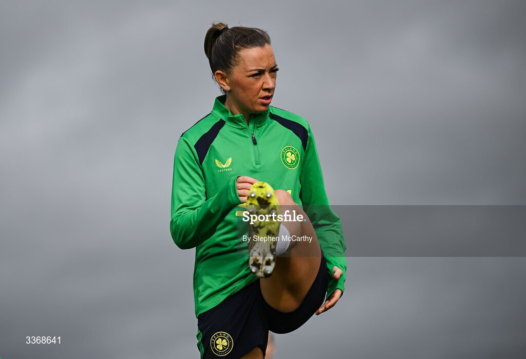 26 February 2026; Katie McCabe during a Republic of Ireland women training session at the FAI National Training Centre in Abbotstown, Dublin. Photo by Stephen McCarthy/Sportsfile