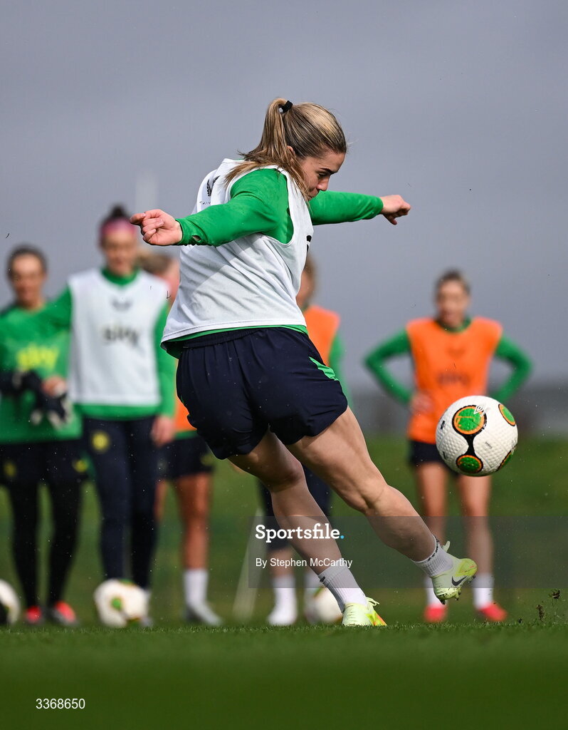 26 February 2026; Jamie Finn during a Republic of Ireland women training session at the FAI National Training Centre in Abbotstown, Dublin. Photo by Stephen McCarthy/Sportsfile
