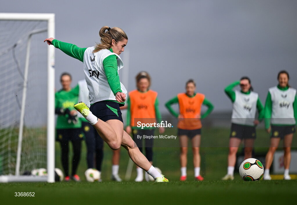 26 February 2026; Jamie Finn during a Republic of Ireland women training session at the FAI National Training Centre in Abbotstown, Dublin. Photo by Stephen McCarthy/Sportsfile
