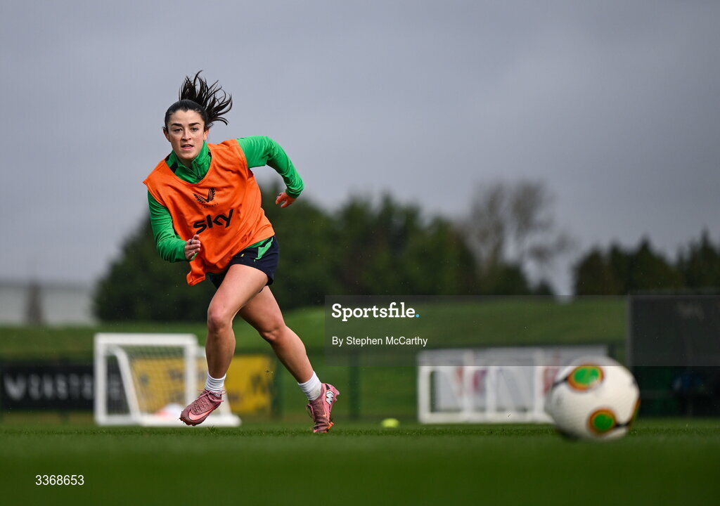 26 February 2026; Marissa Sheva during a Republic of Ireland women training session at the FAI National Training Centre in Abbotstown, Dublin. Photo by Stephen McCarthy/Sportsfile