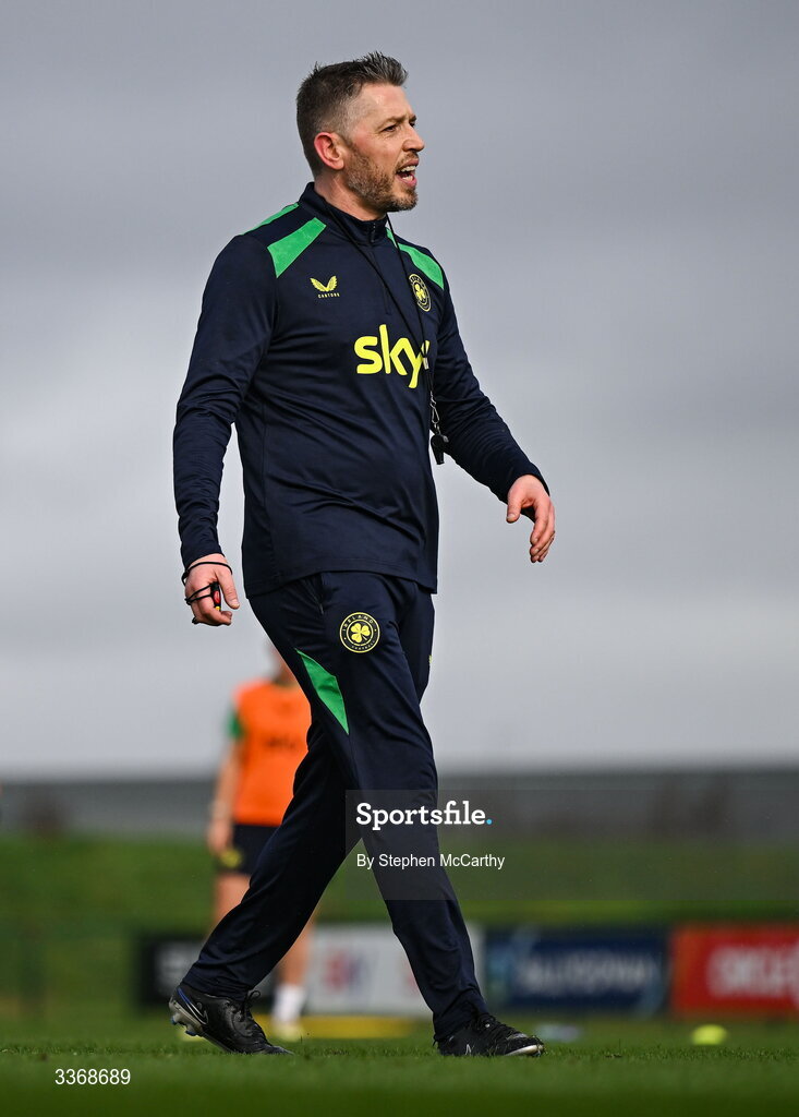26 February 2026; Assistant coach Gary Cronin during a Republic of Ireland women training session at the FAI National Training Centre in Abbotstown, Dublin. Photo by Stephen McCarthy/Sportsfile