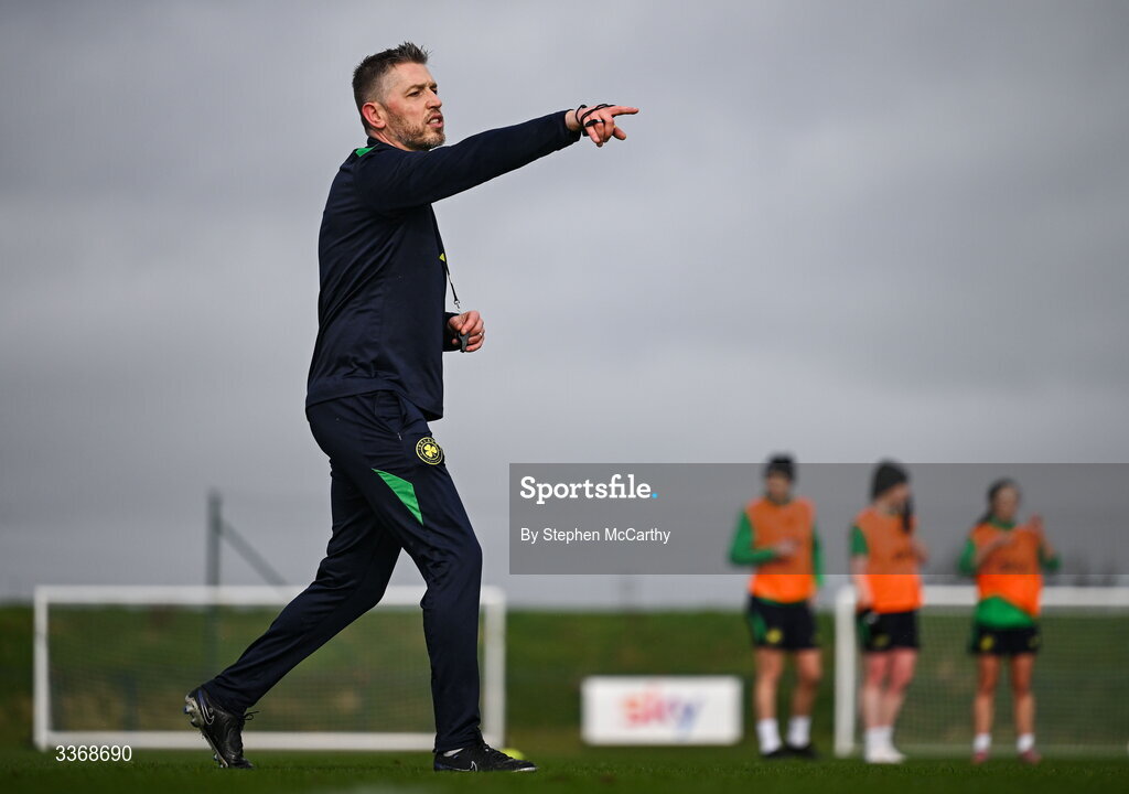 26 February 2026; Assistant coach Gary Cronin during a Republic of Ireland women training session at the FAI National Training Centre in Abbotstown, Dublin. Photo by Stephen McCarthy/Sportsfile