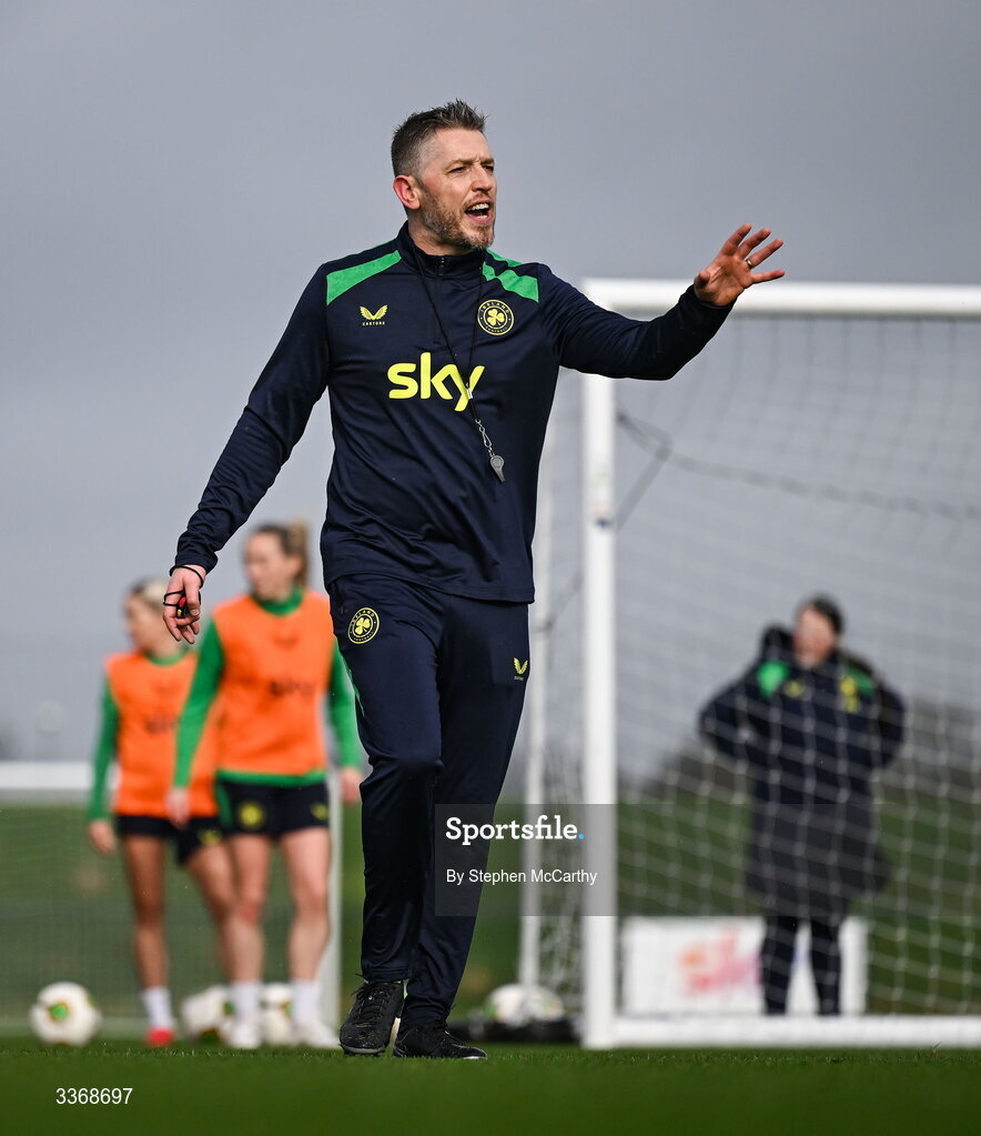 26 February 2026; Assistant coach Gary Cronin during a Republic of Ireland women training session at the FAI National Training Centre in Abbotstown, Dublin. Photo by Stephen McCarthy/Sportsfile