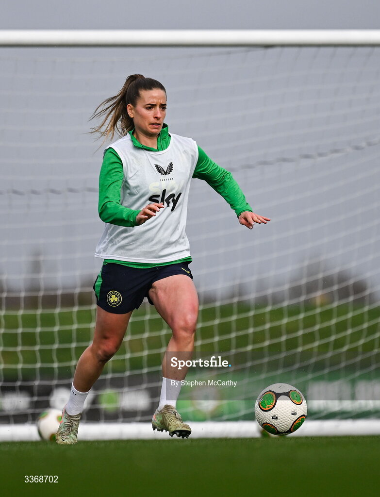 26 February 2026; Chloe Mustaki during a Republic of Ireland women training session at the FAI National Training Centre in Abbotstown, Dublin. Photo by Stephen McCarthy/Sportsfile