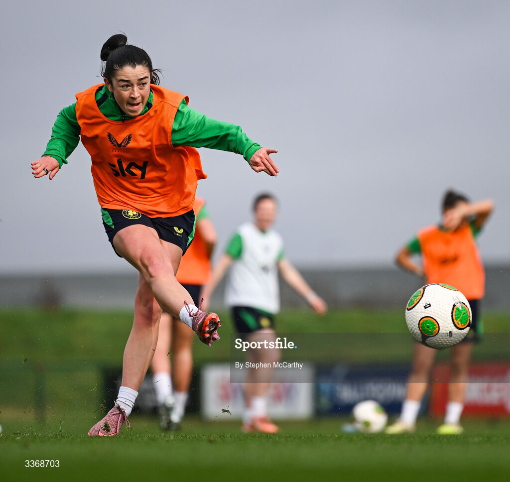 26 February 2026; Marissa Sheva during a Republic of Ireland women training session at the FAI National Training Centre in Abbotstown, Dublin. Photo by Stephen McCarthy/Sportsfile
