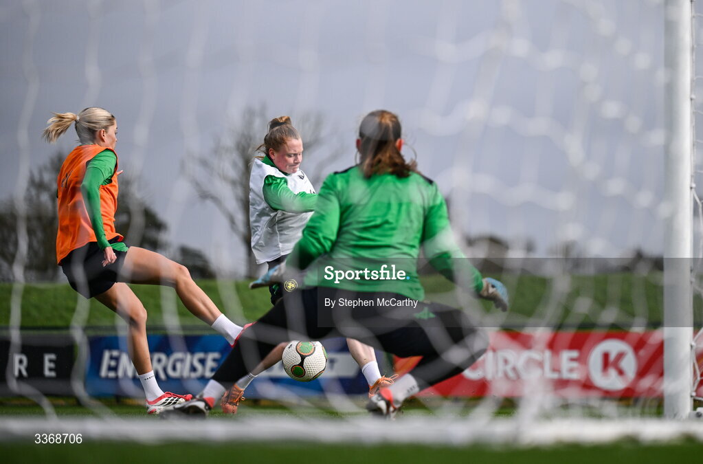 26 February 2026; Amber Barrett during a Republic of Ireland women training session at the FAI National Training Centre in Abbotstown, Dublin. Photo by Stephen McCarthy/Sportsfile