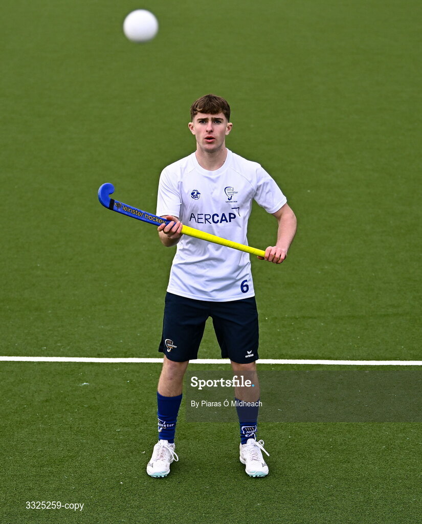 25 February 2026; James Sloan Rafferty, Leinster U20 Boys, in attendance as Leinster Hockey announces the renewal of their development programme partnership with AerCap at Railway Union Sports Club in Sandymount, Dublin. Photo by Piaras Ó Mídheach/Sportsfile