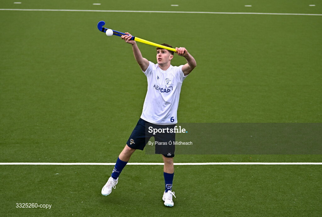 25 February 2026; James Sloan Rafferty, Leinster U20 Boys, in attendance as Leinster Hockey announces the renewal of their development programme partnership with AerCap at Railway Union Sports Club in Sandymount, Dublin. Photo by Piaras Ó Mídheach/Sportsfile