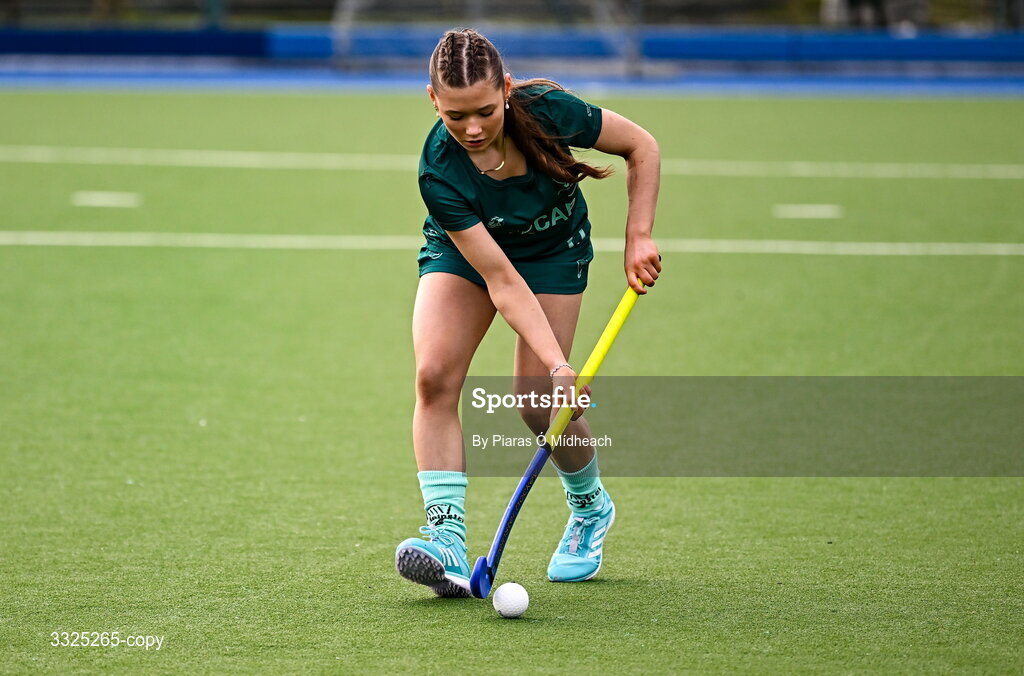 25 February 2026; Laragh Coughlan, Leinster South U16 Girls, in attendance as Leinster Hockey announces the renewal of their development programme partnership with AerCap at Railway Union Sports Club in Sandymount, Dublin. Photo by Piaras Ó Mídheach/Sportsfile
