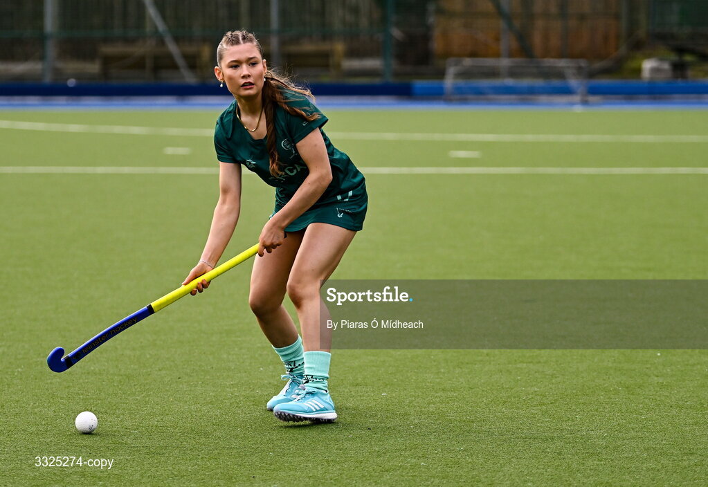 25 February 2026; Laragh Coughlan, Leinster South U16 Girls, in attendance as Leinster Hockey announces the renewal of their development programme partnership with AerCap at Railway Union Sports Club in Sandymount, Dublin. Photo by Piaras Ó Mídheach/Sportsfile