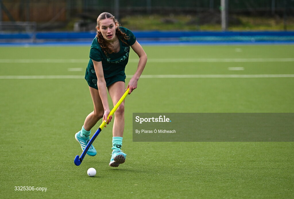 25 February 2026; Róisín Coughlan, Leinster South U18 Girls, in attendance as Leinster Hockey announces renewal of development programme partnership with AerCap at Railway Union Sports Club in Sandymount, Dublin. Photo by Piaras Ó Mídheach/Sportsfile