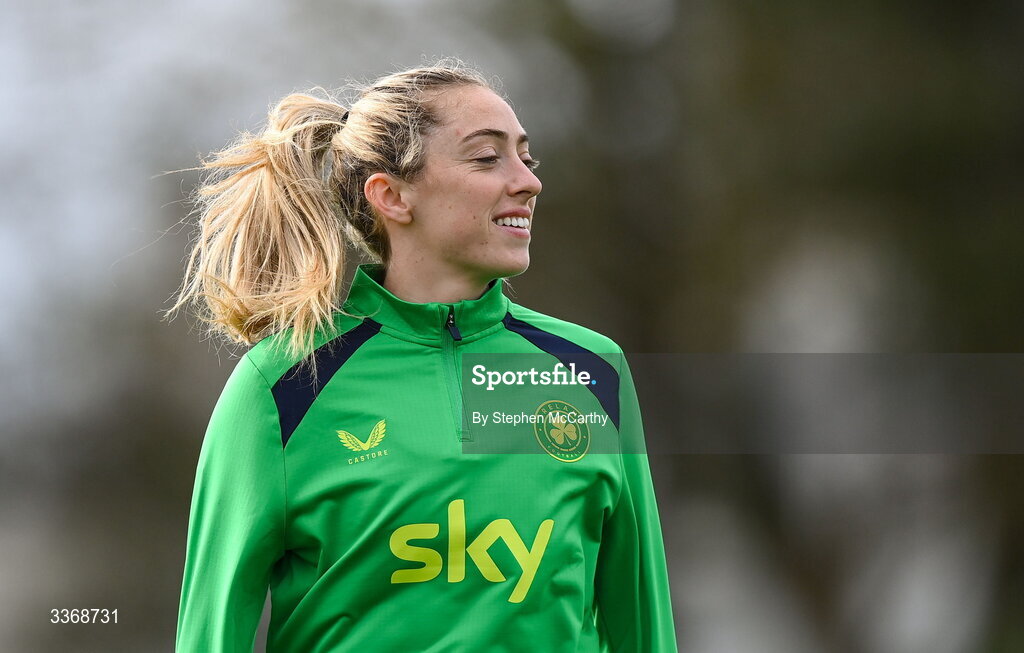 26 February 2026; Megan Connolly during a Republic of Ireland women training session at the FAI National Training Centre in Abbotstown, Dublin. Photo by Stephen McCarthy/Sportsfile