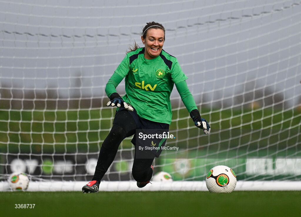 26 February 2026; Goalkeeper Grace Moloney during a Republic of Ireland women training session at the FAI National Training Centre in Abbotstown, Dublin. Photo by Stephen McCarthy/Sportsfile
