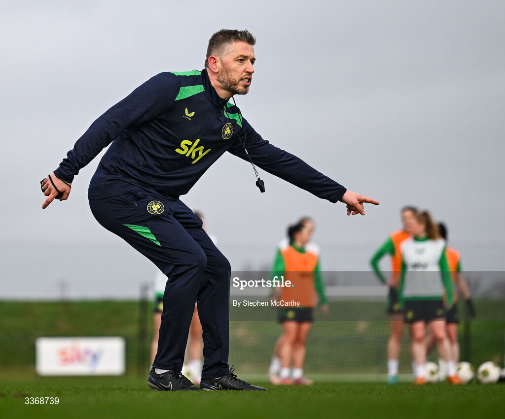 26 February 2026; Assistant coach Gary Cronin during a Republic of Ireland women training session at the FAI National Training Centre in Abbotstown, Dublin. Photo by Stephen McCarthy/Sportsfile