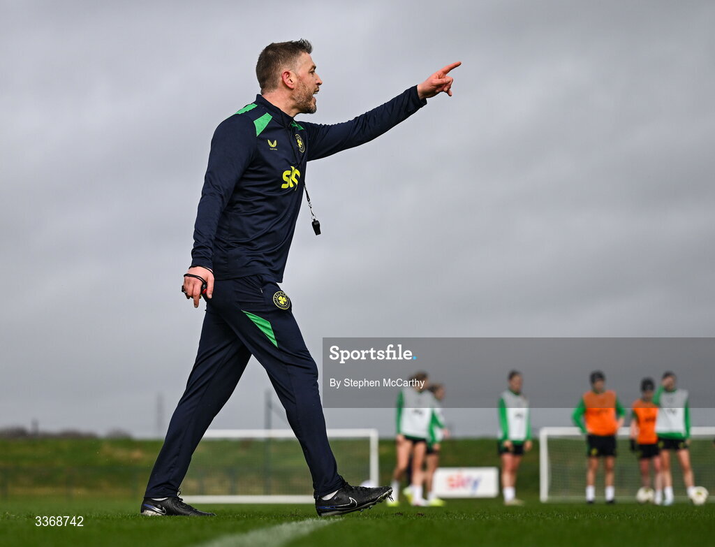 26 February 2026; Assistant coach Gary Cronin during a Republic of Ireland women training session at the FAI National Training Centre in Abbotstown, Dublin. Photo by Stephen McCarthy/Sportsfile