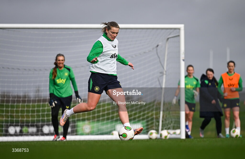 26 February 2026; Saoirse Noonan during a Republic of Ireland women training session at the FAI National Training Centre in Abbotstown, Dublin. Photo by Stephen McCarthy/Sportsfile