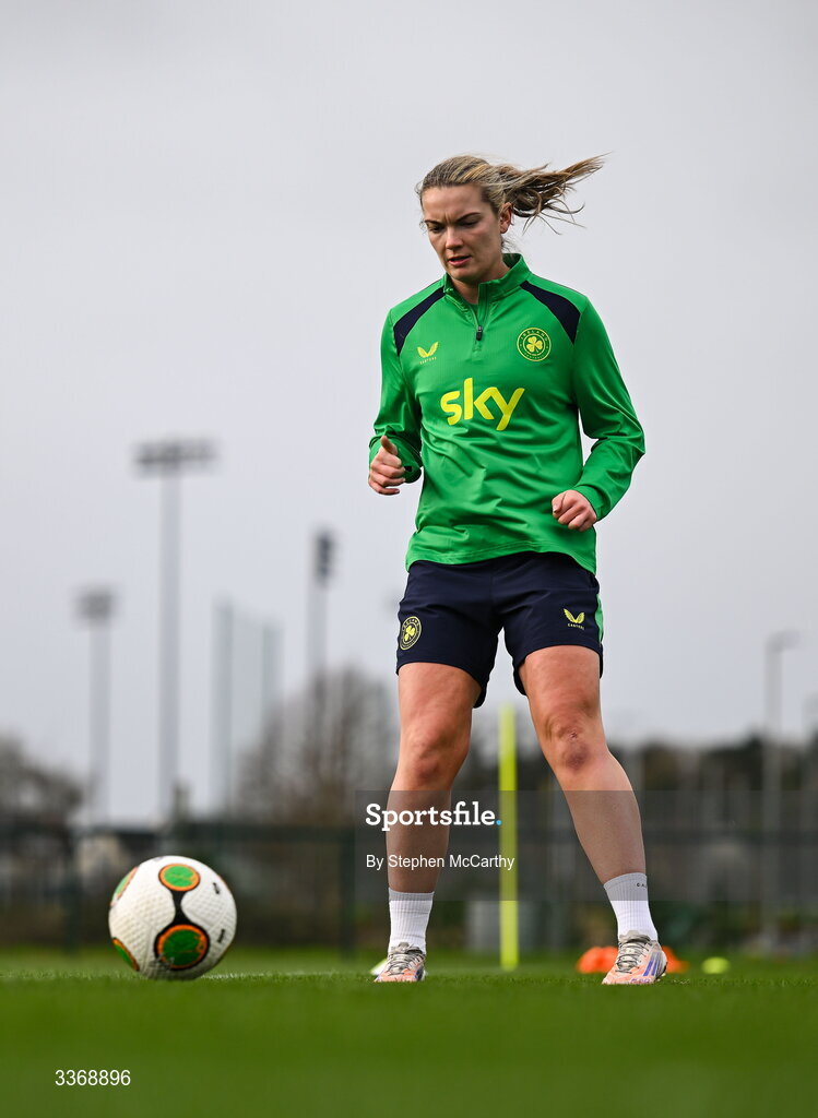 26 February 2026; Saoirse Noonan during a Republic of Ireland women training session at the FAI National Training Centre in Abbotstown, Dublin. Photo by Stephen McCarthy/Sportsfile
