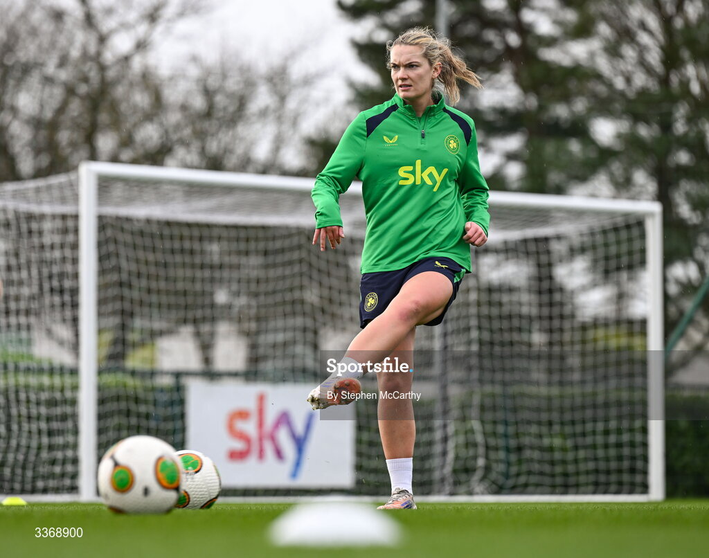 26 February 2026; Saoirse Noonan during a Republic of Ireland women training session at the FAI National Training Centre in Abbotstown, Dublin. Photo by Stephen McCarthy/Sportsfile