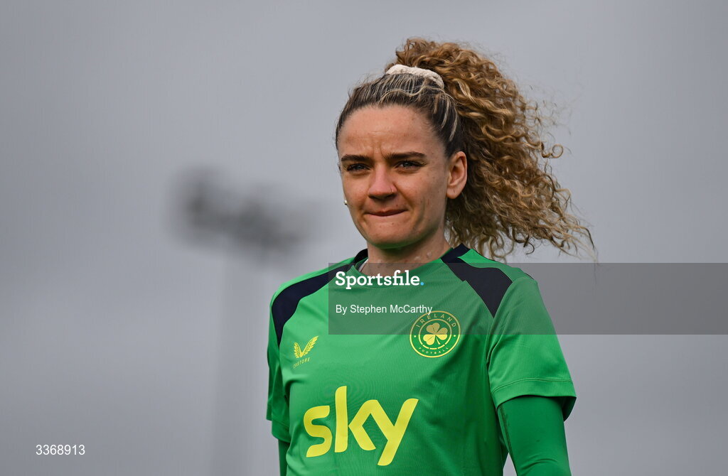 26 February 2026; Leanne Kiernan during a Republic of Ireland women training session at the FAI National Training Centre in Abbotstown, Dublin. Photo by Stephen McCarthy/Sportsfile
