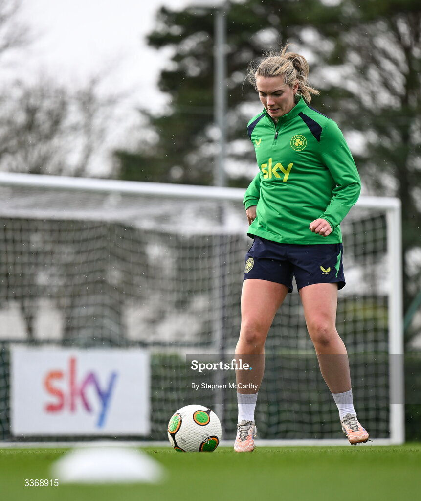 26 February 2026; Saoirse Noonan during a Republic of Ireland women training session at the FAI National Training Centre in Abbotstown, Dublin. Photo by Stephen McCarthy/Sportsfile