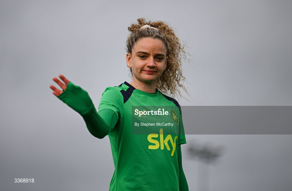 26 February 2026; Leanne Kiernan during a Republic of Ireland women training session at the FAI National Training Centre in Abbotstown, Dublin. Photo by Stephen McCarthy/Sportsfile