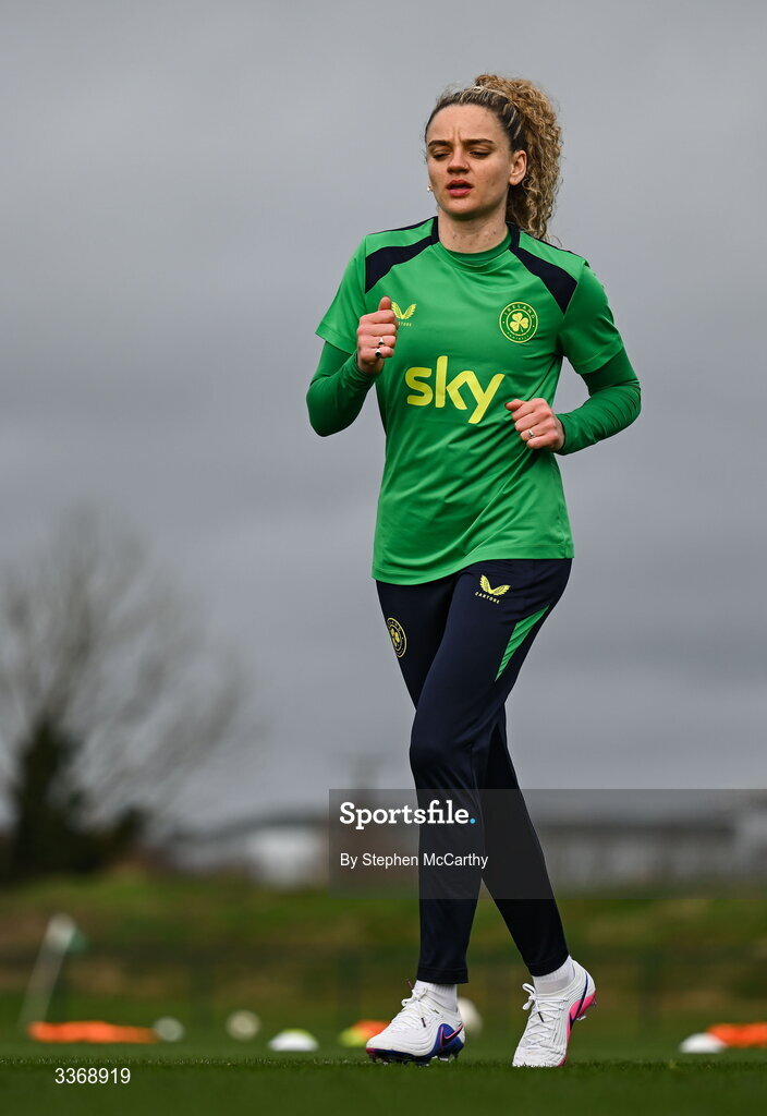 26 February 2026; Leanne Kiernan during a Republic of Ireland women training session at the FAI National Training Centre in Abbotstown, Dublin. Photo by Stephen McCarthy/Sportsfile