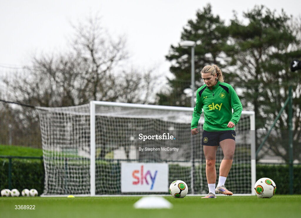 26 February 2026; Saoirse Noonan during a Republic of Ireland women training session at the FAI National Training Centre in Abbotstown, Dublin. Photo by Stephen McCarthy/Sportsfile