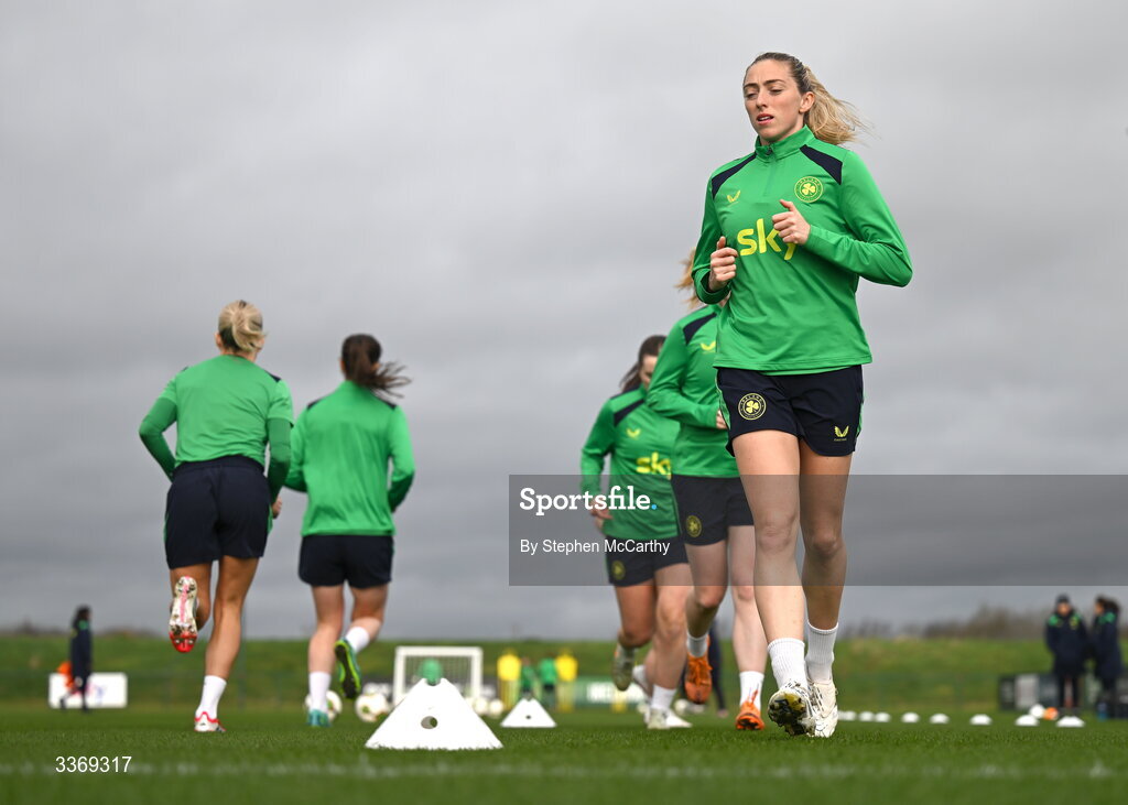 26 February 2026; Megan Connolly during a Republic of Ireland women training session at the FAI National Training Centre in Abbotstown, Dublin. Photo by Stephen McCarthy/Sportsfile