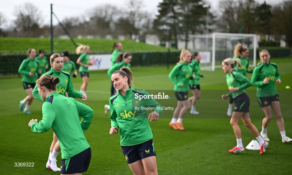 26 February 2026; Chloe Mustaki during a Republic of Ireland women training session at the FAI National Training Centre in Abbotstown, Dublin. Photo by Stephen McCarthy/Sportsfile
