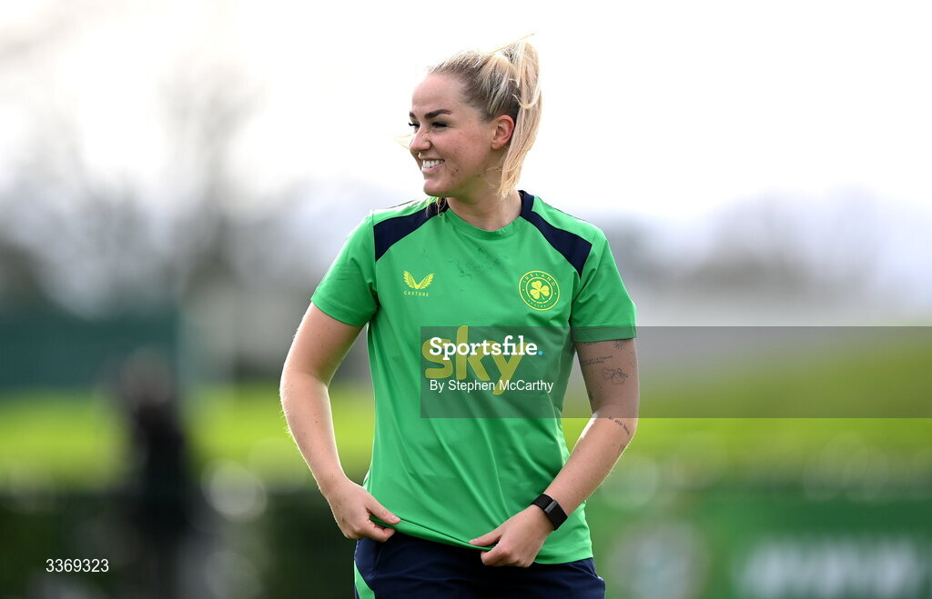 26 February 2026; Jessie Stapleton during a Republic of Ireland women training session at the FAI National Training Centre in Abbotstown, Dublin. Photo by Stephen McCarthy/Sportsfile