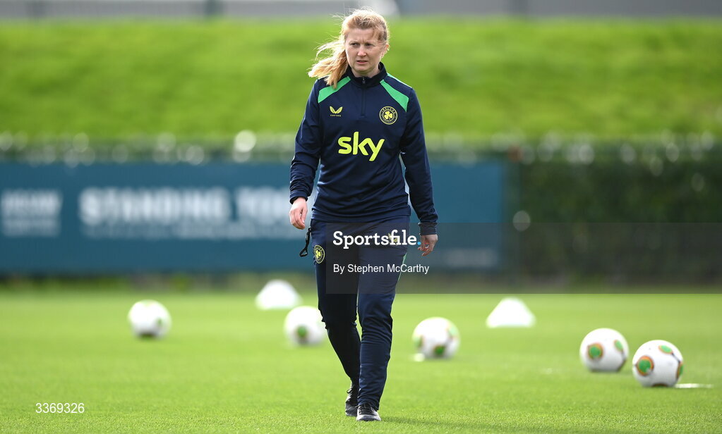 26 February 2026; Performance coach Holly Pickett during a Republic of Ireland women training session at the FAI National Training Centre in Abbotstown, Dublin. Photo by Stephen McCarthy/Sportsfile
