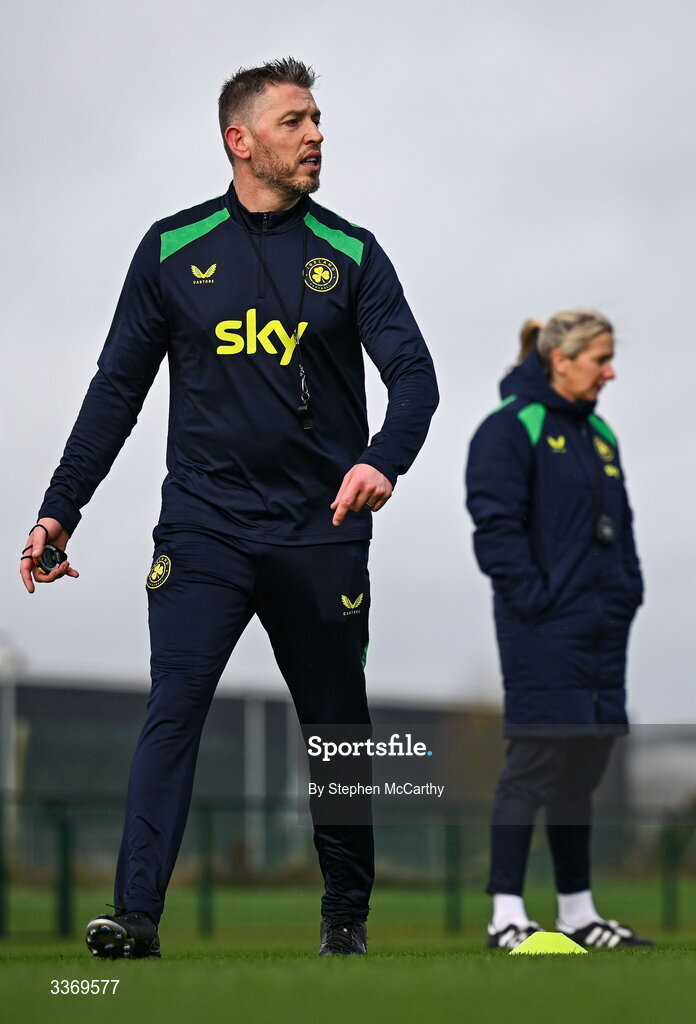 26 February 2026; Assistant coach Gary Cronin during a Republic of Ireland women training session at the FAI National Training Centre in Abbotstown, Dublin. Photo by Stephen McCarthy/Sportsfile