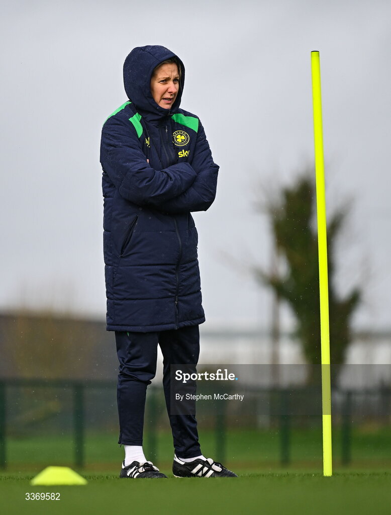 26 February 2026; Head coach Carla Ward during a Republic of Ireland women training session at the FAI National Training Centre in Abbotstown, Dublin. Photo by Stephen McCarthy/Sportsfile
