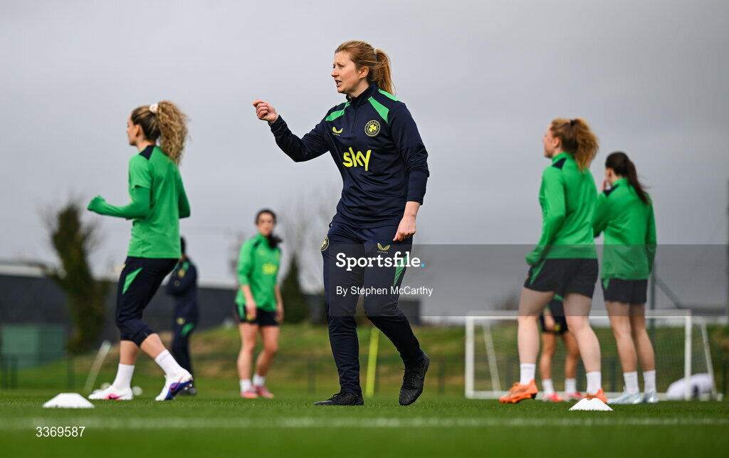 26 February 2026; Performance coach Holly Pickett during a Republic of Ireland women training session at the FAI National Training Centre in Abbotstown, Dublin. Photo by Stephen McCarthy/Sportsfile