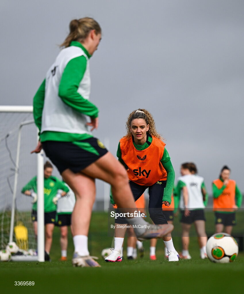 26 February 2026; Leanne Kiernan during a Republic of Ireland women training session at the FAI National Training Centre in Abbotstown, Dublin. Photo by Stephen McCarthy/Sportsfile