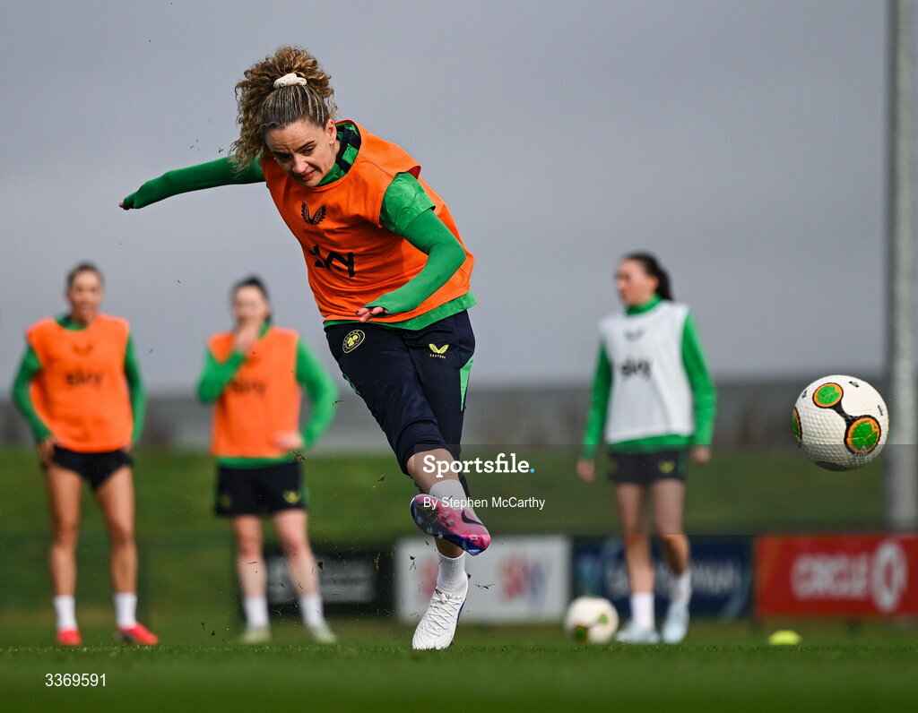 26 February 2026; Leanne Kiernan during a Republic of Ireland women training session at the FAI National Training Centre in Abbotstown, Dublin. Photo by Stephen McCarthy/Sportsfile