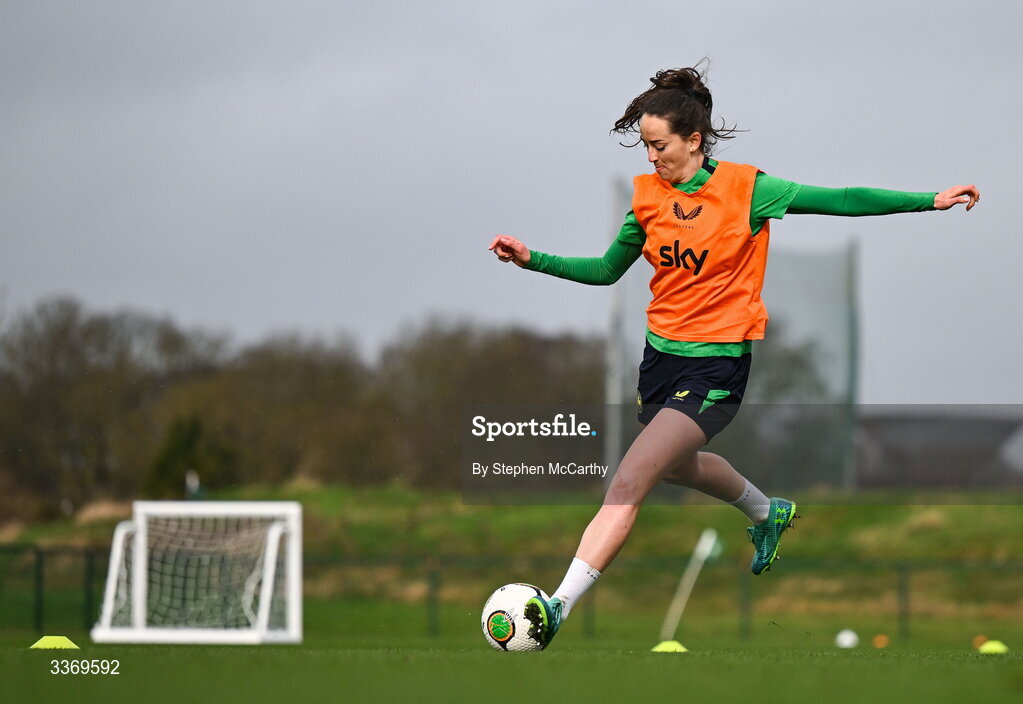26 February 2026; Anna Patten during a Republic of Ireland women training session at the FAI National Training Centre in Abbotstown, Dublin. Photo by Stephen McCarthy/Sportsfile