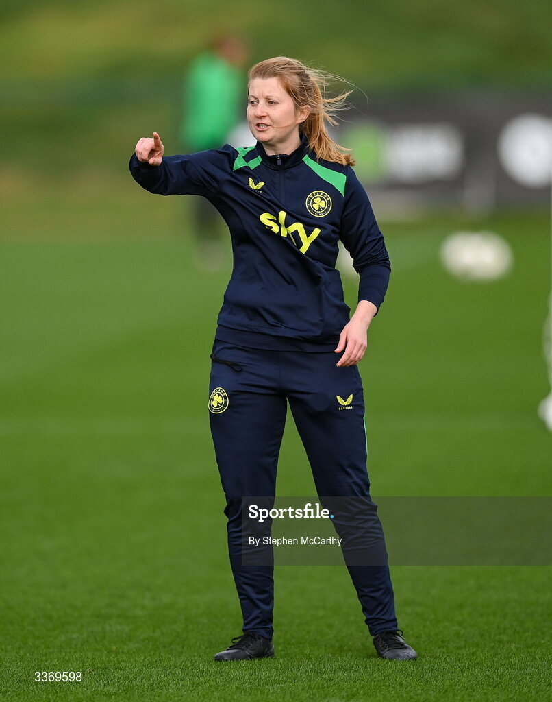 26 February 2026; Performance coach Holly Pickett during a Republic of Ireland women training session at the FAI National Training Centre in Abbotstown, Dublin. Photo by Stephen McCarthy/Sportsfile