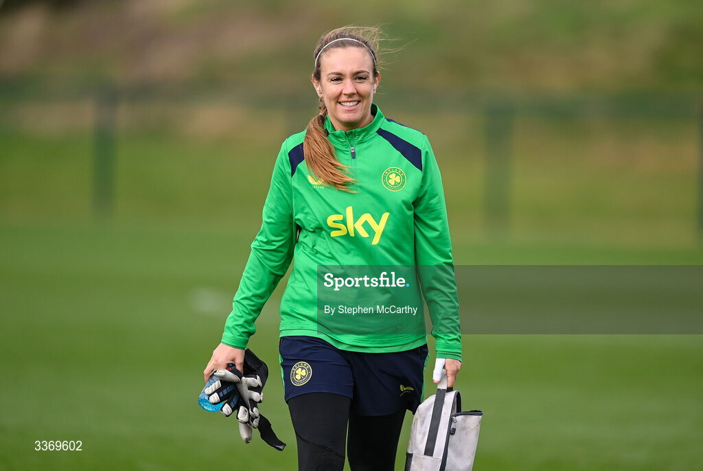 26 February 2026; Goalkeeper Grace Moloney during a Republic of Ireland women training session at the FAI National Training Centre in Abbotstown, Dublin. Photo by Stephen McCarthy/Sportsfile