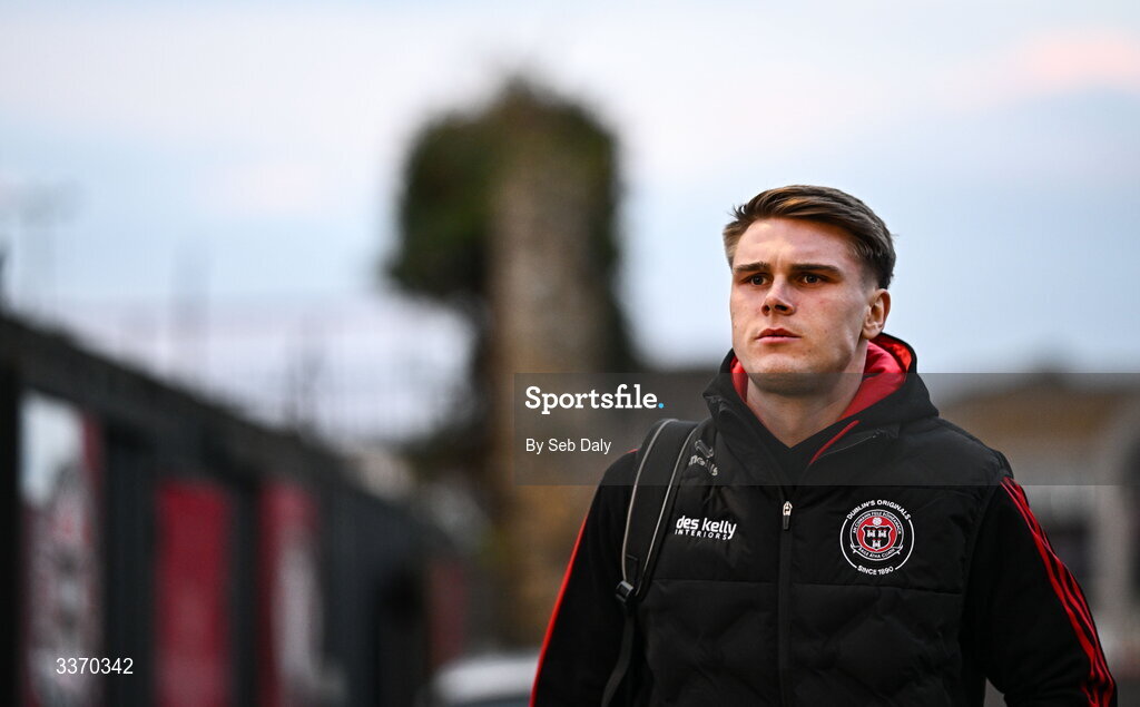27 February 2026; Leigh Kavanagh of Bohemians before the SSE Airtricity Men's Premier Division match between Bohemians and Shamrock Rovers at Dalymount Park in Dublin. Photo by Seb Daly/Sportsfile