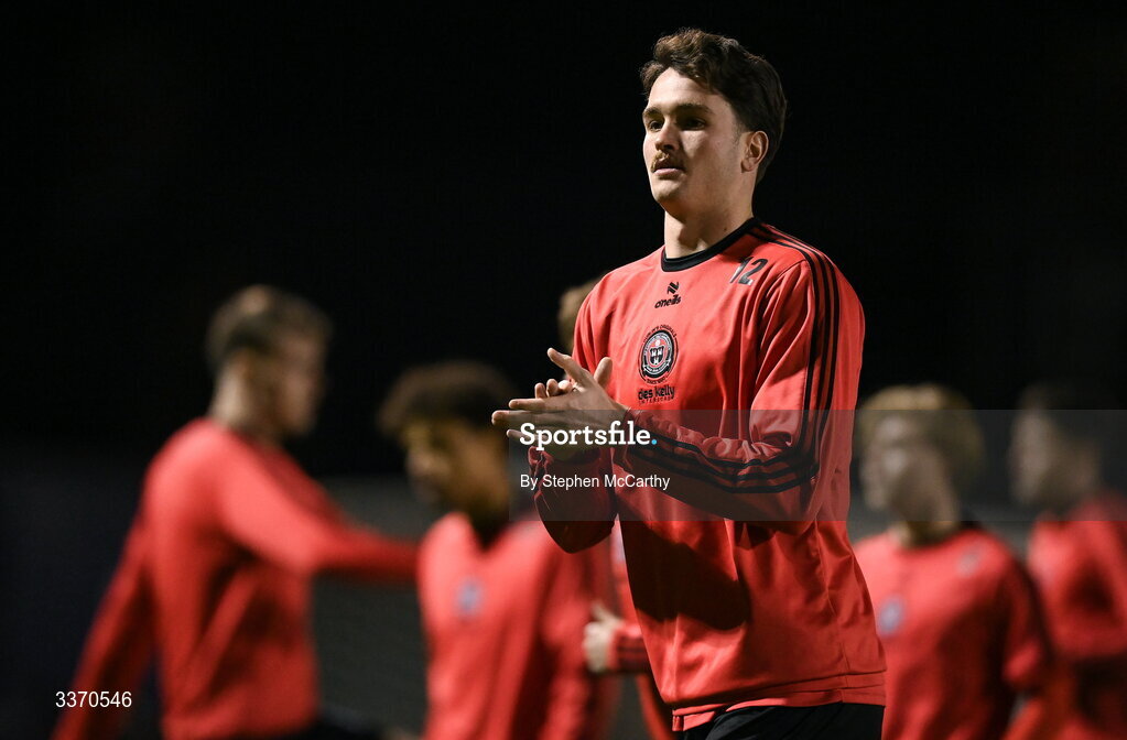 27 February 2026; Patrick Hickey of Bohemians before the SSE Airtricity Men's Premier Division match between Bohemians and Shamrock Rovers at Dalymount Park in Dublin. Photo by Stephen McCarthy/Sportsfile