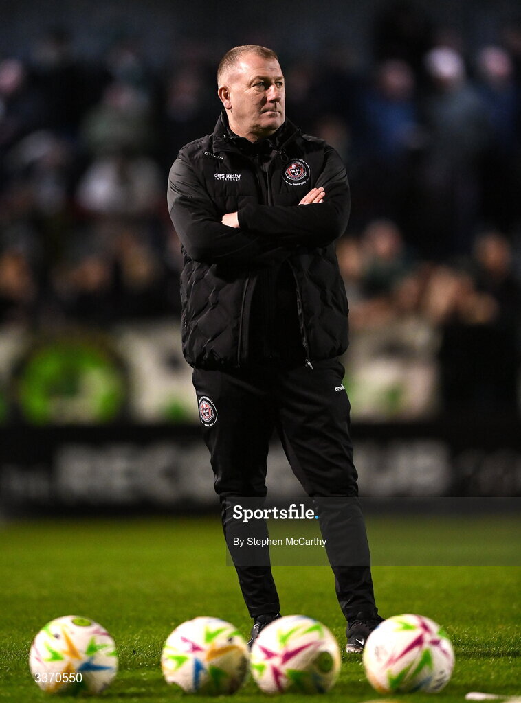 27 February 2026; Bohemians manager Alan Reynolds before the SSE Airtricity Men's Premier Division match between Bohemians and Shamrock Rovers at Dalymount Park in Dublin. Photo by Stephen McCarthy/Sportsfile