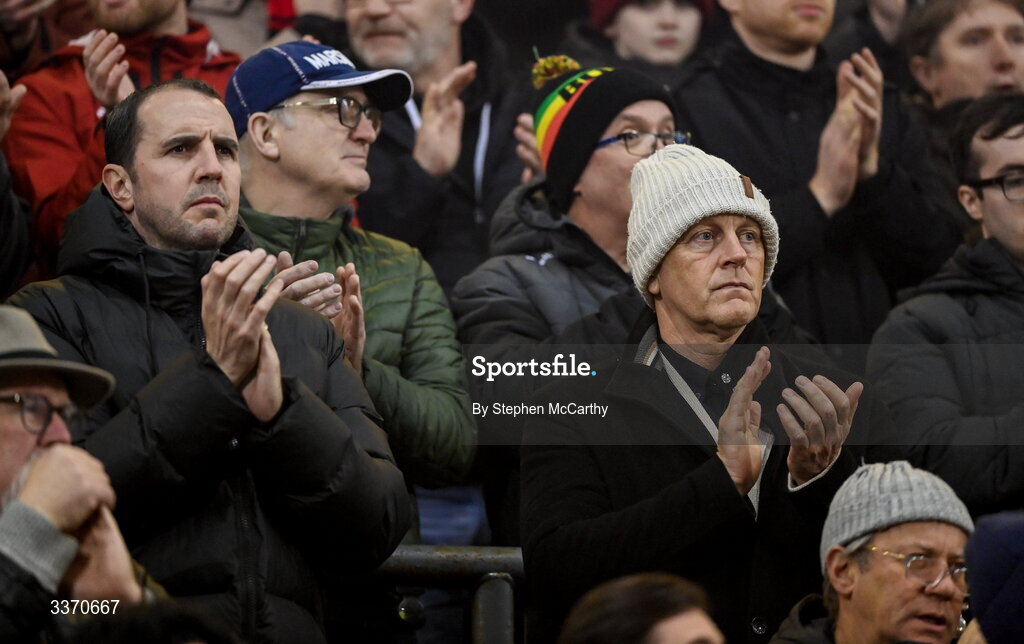 27 February 2026; Republic of Ireland head coach Heimir Hallgrimsson, right, and Republic of Ireland assistant coach John O'Shea before the SSE Airtricity Men's Premier Division match between Bohemians and Shamrock Rovers at Dalymount Park in Dublin. Photo by Stephen McCarthy/Sportsfile